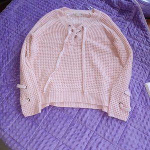 💥Price Drop It's Our Time Pink Waffle Knit V Neck Sweater Medium